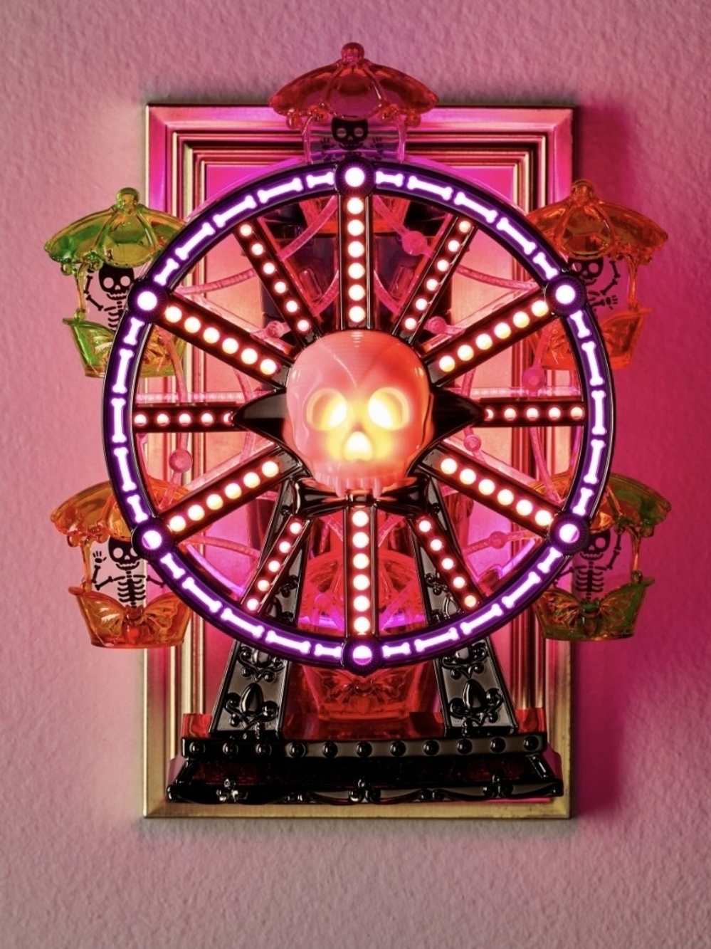 Bath & Body Works Pink & Green LED Skull Ferris Wheel Wall Light